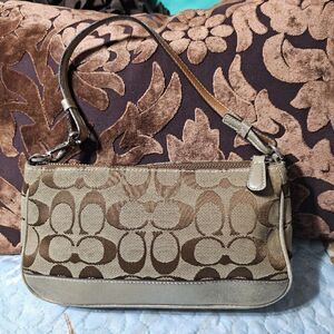2005 Metallic champagne suede y2k Coach Demi Shoulder Bag